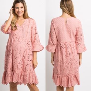Pinkblush Mauve Crochet Overlay Maternity Dress